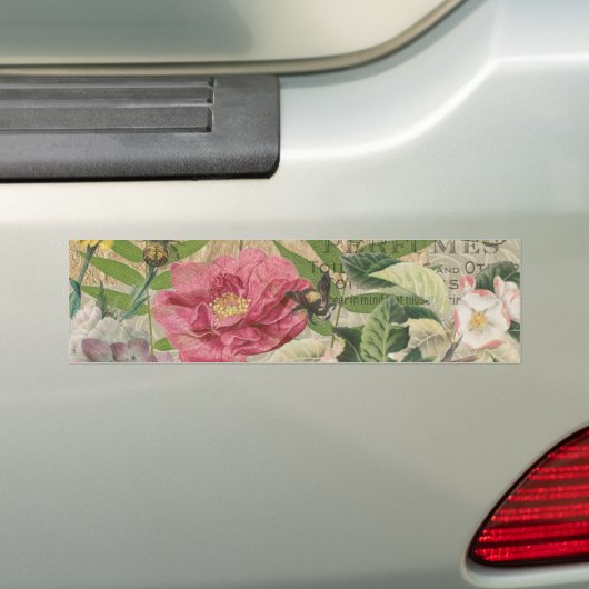Vogelnest bloementuin Bloemvlinderkunst Bumpersticker (Op auto)