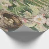 Vogelnest bloementuin Bloemvlinderkunst Cadeaupapier (Hoek)