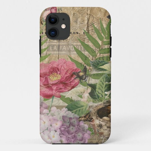 Vogelnest bloementuin Bloemvlinderkunst Case-Mate iPhone Case (Achterkant)