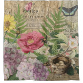 Vogelnest bloementuin Bloemvlinderkunst Douchegordijn (Voorkant)