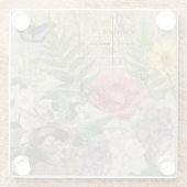 Vogelnest bloementuin Bloemvlinderkunst Glazen Onderzetter (Achterkant)