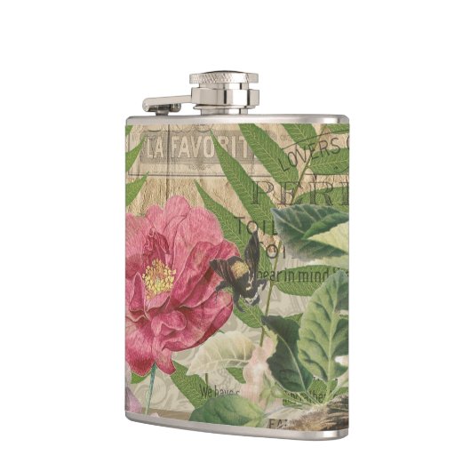 Vogelnest bloementuin Bloemvlinderkunst Heupfles (Links)