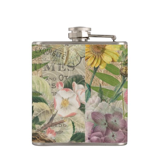 Vogelnest bloementuin Bloemvlinderkunst Heupfles (Achterkant)