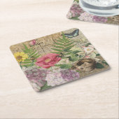 Vogelnest bloementuin Bloemvlinderkunst Kartonnen Onderzetters (Schuin)