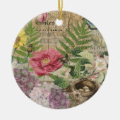 Vogelnest bloementuin Bloemvlinderkunst Keramisch Ornament (Voorkant)