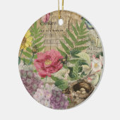 Vogelnest bloementuin Bloemvlinderkunst Keramisch Ornament (Links)