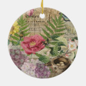 Vogelnest bloementuin Bloemvlinderkunst Keramisch Ornament (Achterkant)