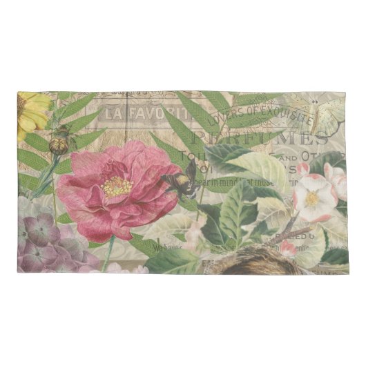 Vogelnest bloementuin Bloemvlinderkunst Kussensloop (Achterkant-Links)