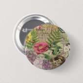 Vogelnest bloementuin Bloemvlinderkunst Ronde Button 5,7 Cm (Voorkant /achterkant)