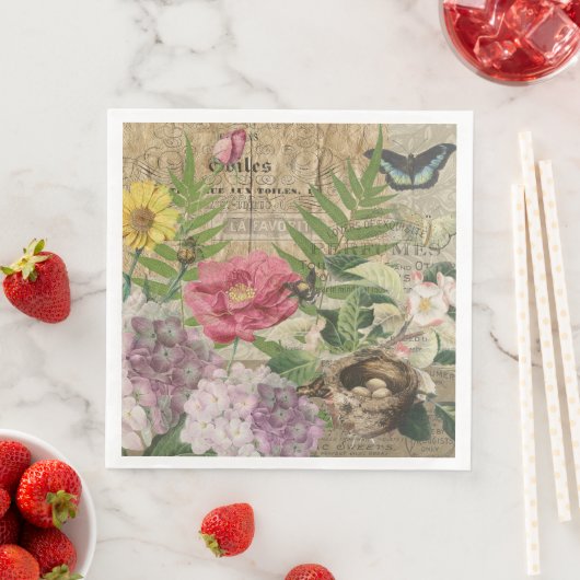 Vogelnest bloementuin Bloemvlinderkunst Servet (Insitu)