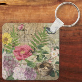 Vogelnest bloementuin Bloemvlinderkunst Sleutelhanger (Achterkant)
