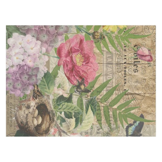 Vogelnest bloementuin Bloemvlinderkunst Tafelkleed (Voorkant (Horizontaal))