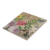 Vogelnest bloementuin Bloemvlinderkunst Tegeltje (Zijkant)