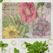 Vogelnest bloementuin Bloemvlinderkunst Theedoek (Gevouwen)