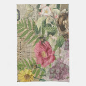 Vogelnest bloementuin Bloemvlinderkunst Theedoek (Verticaal)