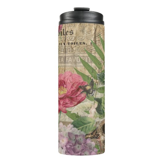 Vogelnest bloementuin Bloemvlinderkunst Thermosbeker (Voorkant)