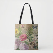 Vogelnest bloementuin Bloemvlinderkunst Tote Bag (Voorkant)