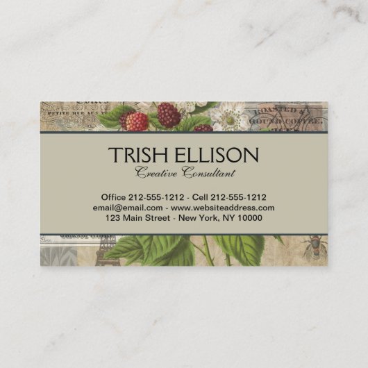 Vogelnest bloementuin Bloemvlinderkunst Visitekaartje (Achterkant)