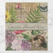 Vogelnest bloementuin Bloemvlinderkunst Wijn Etiket (Enkel label)