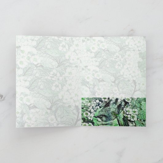 VOGELNEST, BOMEN MET GROENE WITTE SPRINGSTROMEN FEESTDAGEN KAART (Binnen)