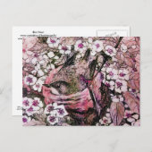 VOGELNEST, BOMEN MET RODE WITTE PINKSTROMEN BRIEFKAART (Voorkant / Achterkant)