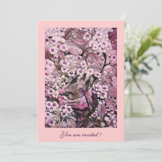 VOGELNEST, BOMEN MET RODE WITTE PINKSTROMEN KAART (Staand voorkant)