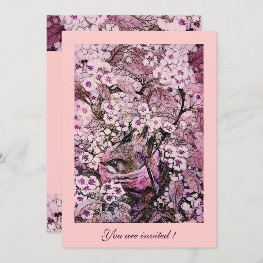 VOGELNEST, BOMEN MET RODE WITTE PINKSTROMEN KAART (Voorkant / Achterkant)