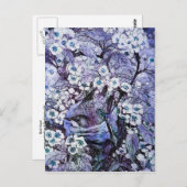 VOGELNEST, BOMEN MET WITTE BLAUWE STROMEN BRIEFKAART (Voorkant / Achterkant)