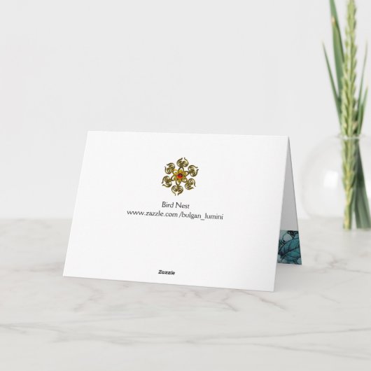 VOGELNEST, BOMEN MET WITTE BLAUWE STROMEN FEESTDAGEN KAART (Achterkant)