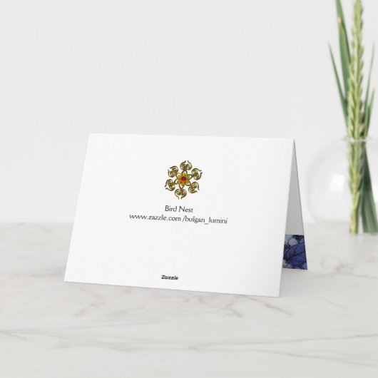 VOGELNEST, BOMEN MET WITTE BLAUWE STROMEN FEESTDAGEN KAART (Achterkant)