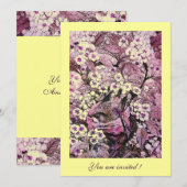 VOGELNEST, BOOM MET GELE RODE ROZE LENTE BLOEMEN KAART (Voorkant / Achterkant)