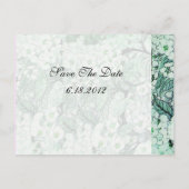 VOGELNEST, BOOM MET GROENE WITTE LENTEBLOEMEN AANKONDIGINGSKAART (Achterkant)