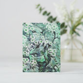 VOGELNEST, BOOM MET GROENE WITTE LENTEBLOEMEN AANKONDIGINGSKAART (Staand voorkant)