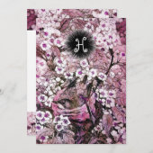 VOGELNEST, BOOM WIT ROZE LENTE BLOEMEN INITIALEN AANKONDIGING (Voorkant / Achterkant)