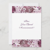 VOGELNEST, BOOM WIT ROZE LENTE BLOEMEN MONOGRAM AANKONDIGING (Achterkant)