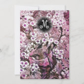 VOGELNEST, BOOM WIT ROZE LENTE BLOEMEN MONOGRAM AANKONDIGING (Voorkant)