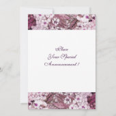 VOGELNEST, BOOM WIT ROZE LENTE BLOEMEN MONOGRAM AANKONDIGING (Achterkant)