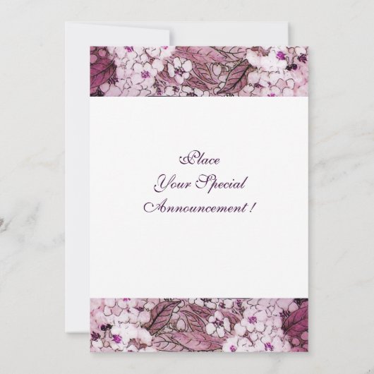 VOGELNEST, BOOM WIT ROZE LENTE BLOEMEN MONOGRAM AANKONDIGING (Achterkant)