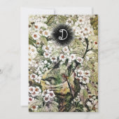 VOGELNEST, BROWN WHITE SPRING FLOWERS MONOGRAM AANKONDIGING (Voorkant)