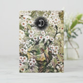 VOGELNEST, BROWN WHITE SPRING FLOWERS MONOGRAM AANKONDIGING (Staand voorkant)