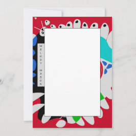 Vogelnest - Crimson Red Grey Aangepaste naam Notitiekaartje