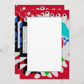 Vogelnest - Crimson Red Grey Aangepaste naam Notitiekaartje (Voorkant / Achterkant)