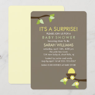 Vogelnest en bloesems Baby shower Kaart