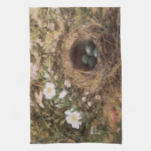 Vogelnest en hondsrozen door John William Hill Theedoek (Verticaal)