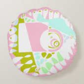 Vogelnest - Flamingo Roze Wit Rond Kussen (Achterkant)