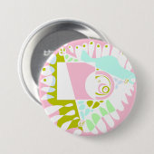 Vogelnest - Flamingo Roze Wit Ronde Button 7,6 Cm (Voorkant /achterkant)