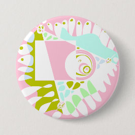 Vogelnest - Flamingo Roze Wit Ronde Button 7,6 Cm