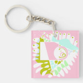 Vogelnest - Flamingo Roze Wit Sleutelhanger (voorkant)