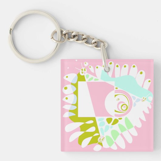 Vogelnest - Flamingo Roze Wit Sleutelhanger (voorkant)