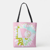 Vogelnest - Flamingo Roze Wit Tote Bag (Achterkant)